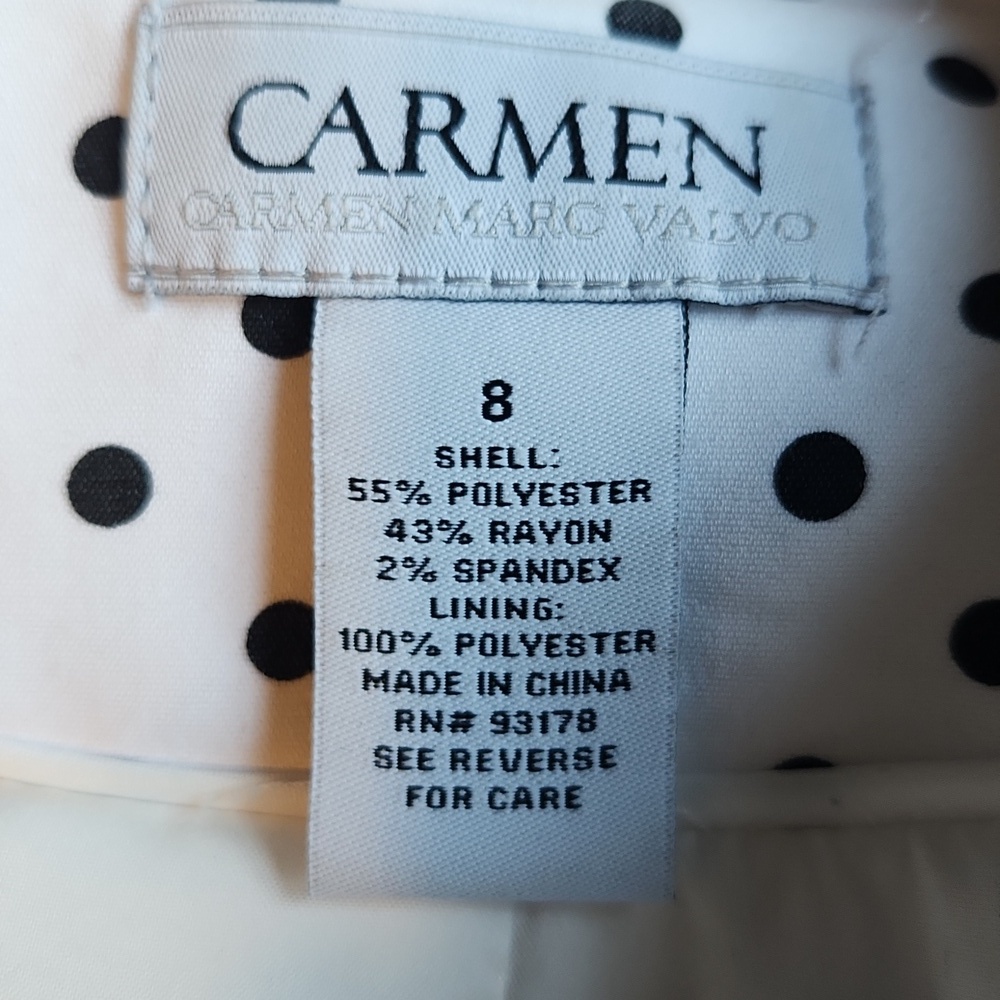 Carmen Marc Valvo White & Black Polka Dot Blazer - Picture 13 of 14